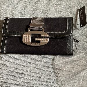 Guess Black Wallet with Rhinestone Buckle